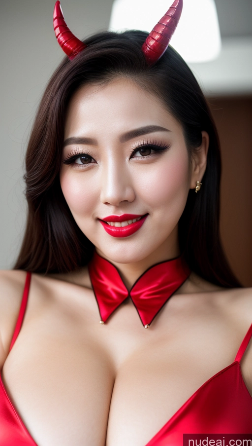 related ai porn images free for Woman Huge Boobs Beautiful Lipstick Fairer Skin 30s Happy Seductive Black Hair Slicked Korean Close-up View Devil Bright Lighting Sexy Face