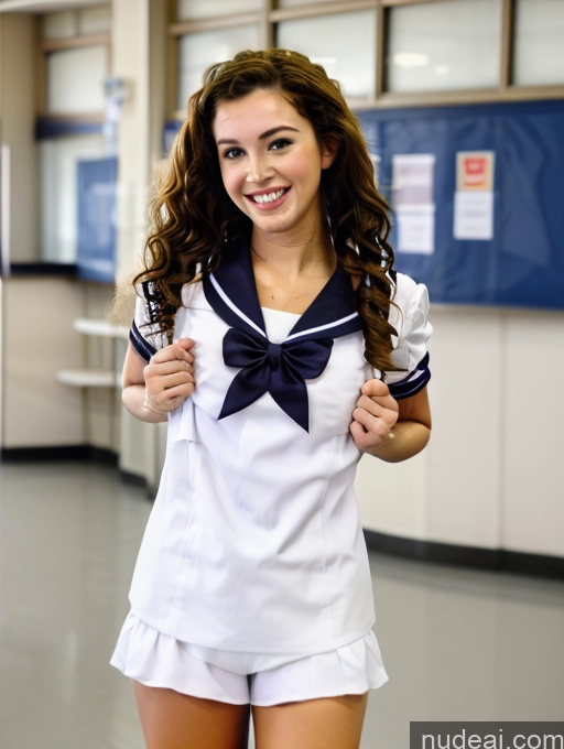 Model Perfect Boobs 30s Happy Blonde Curly Hair German School Hallway JK Uniform Flashing Tits #2