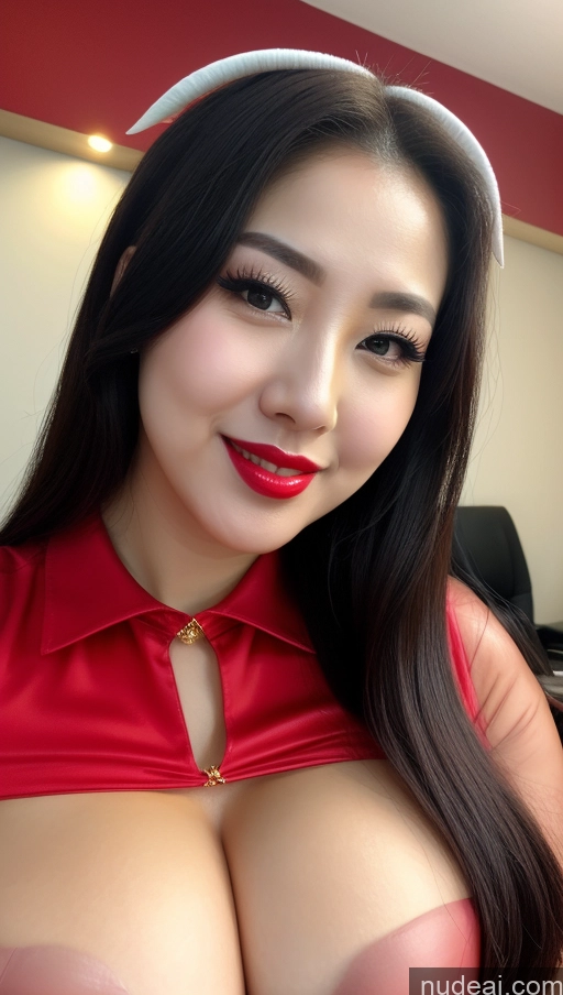 related ai porn images free for Woman Huge Boobs Beautiful Lipstick Fairer Skin 30s Happy Seductive Black Hair Slicked Korean Devil Secretary Bright Lighting Sexy Face Close-up View