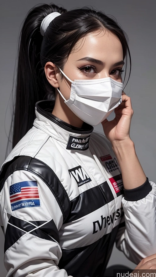 related ai porn images free for Model One Perfect Boobs Perfect Body 20s Serious Sexy Face Seductive Black Hair Spanish Skin Detail (beta) Front View Race Driver Face Mask Ponytail