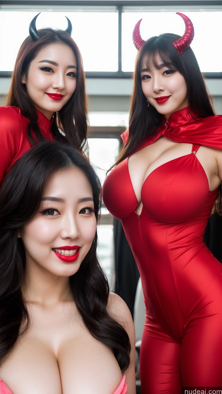 related ai porn images free for Woman Huge Boobs Beautiful Lipstick Fairer Skin 30s Happy Seductive Sexy Face Black Hair Slicked Korean Two Devil Front View Bright Lighting