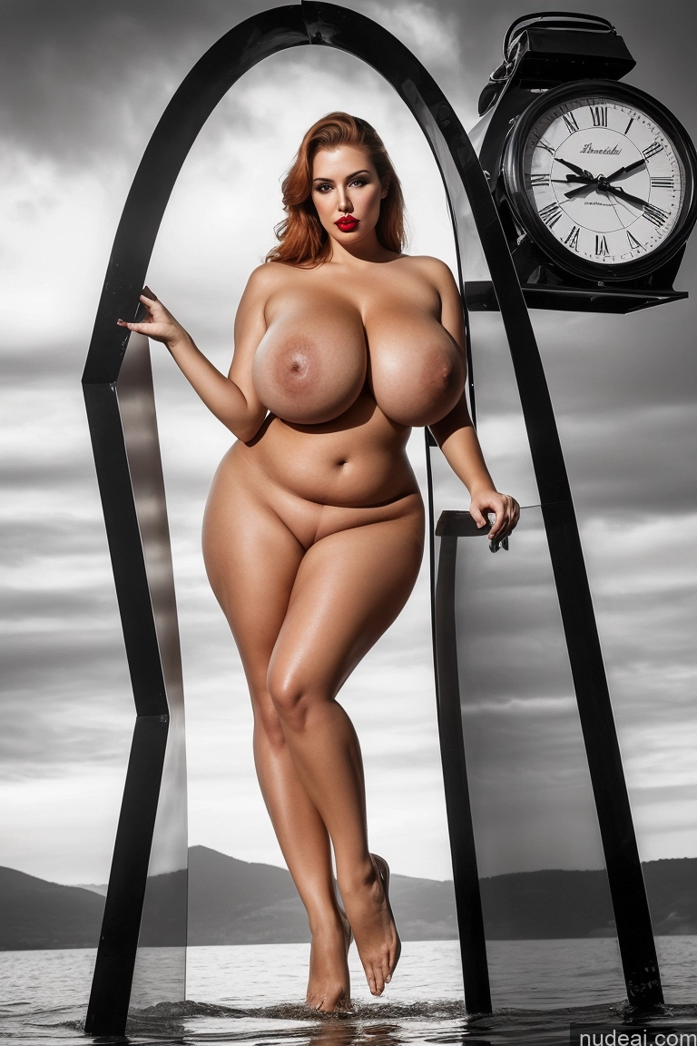 Busty Huge Boobs Big Ass Abs Long Legs Nude Jnfrlwrc Woman Surrealist Woman Lipstick Fat Big Hips Tanned Skin Serious Sexy Face Seductive Pouting Lips 20s Ginger Detailed