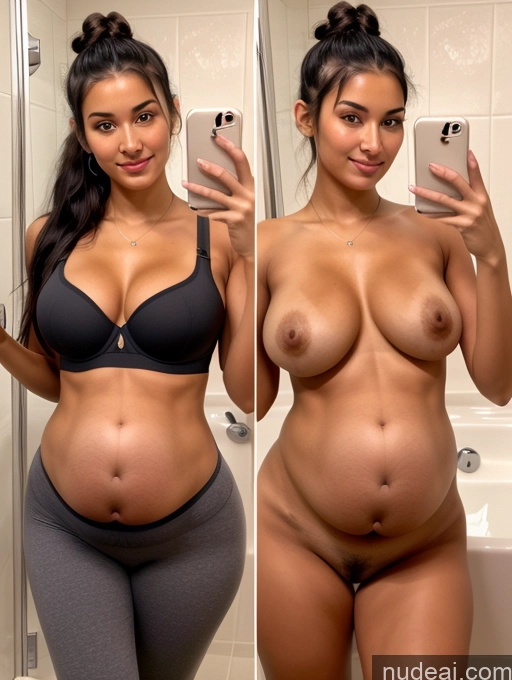 related ai porn images free for Woman 18 Black Hair Hair Bun Spanish Mirror Selfie Bathroom Perfect Boobs Pregnant Tanned Skin Perfect Body Skinny Sexy Face Pubic Hair Detailed Onoff Bra Yoga Pants