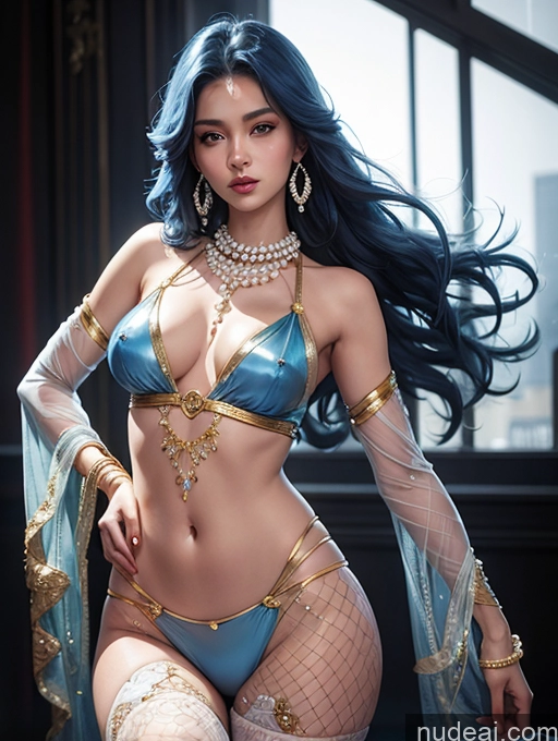 Diamond Jewelry Gold Jewelry Pearl Jewelry Transparent Perfect Body Fishnet Yunxi Blue Hair