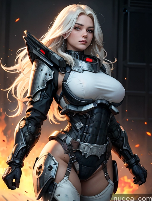 ai nude image of blond woman in armor with gun and fire in background pics of Sorority Perfect Boobs Beautiful Big Ass Big Hips Tall Perfect Body Afingering 40s White Hair Long Hair German Warm Anime Dynamic View Busty Thick EdgHalo_armor, Power Armor, Wearing EdgHalo_armor, Serious Detailed