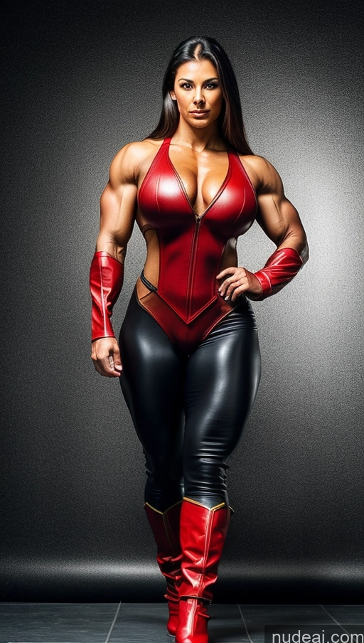 related ai porn images free for Superhero Leather Muscular Busty Abs Powering Up Bodybuilder