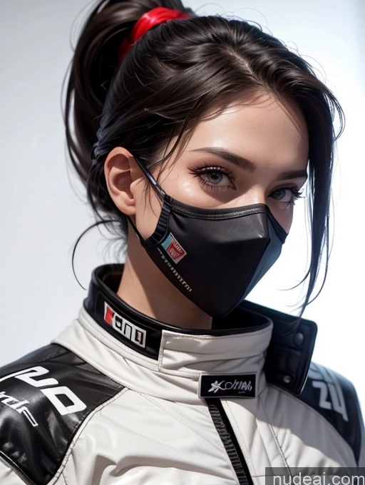 related ai porn images free for Model One Perfect Boobs Beautiful Perfect Body 20s Sexy Face Seductive Serious Black Hair Ponytail Spanish Face Mask Race Driver Detailed