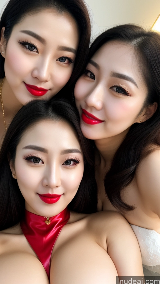 related ai porn images free for Woman Huge Boobs Beautiful Lipstick Fairer Skin 30s Happy Seductive Black Hair Slicked Korean Devil Close-up View Bright Lighting Two