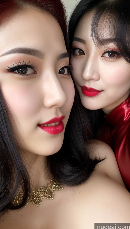 related ai porn images free for Woman Huge Boobs Beautiful Lipstick Fairer Skin 30s Happy Seductive Black Hair Slicked Korean Devil Close-up View Bright Lighting Two