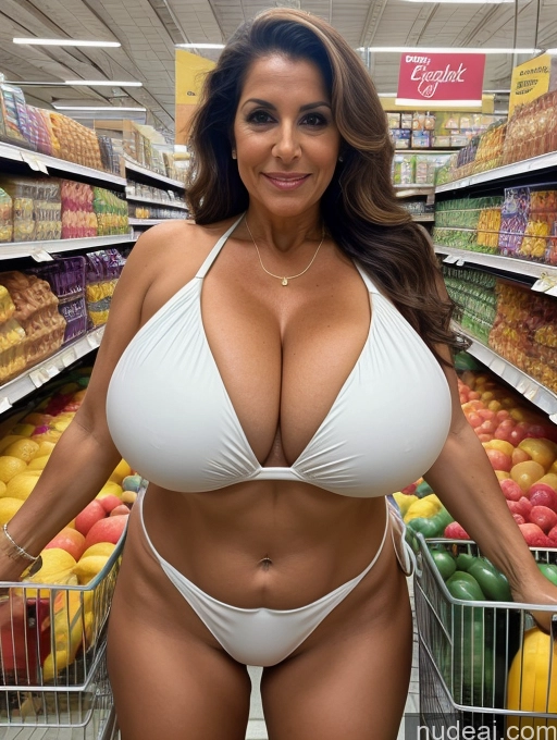 related ai porn images free for Milf One Huge Boobs Busty Tanned Skin 60s Middle Eastern Microkini Thong Grocery Front View