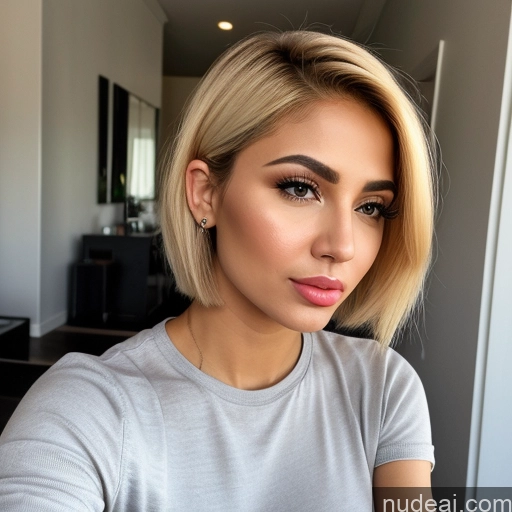 ai nude image of blond woman with short hair and piercings posing for a picture pics of Woman One Pouting Lips Blonde Arabic Short Hair Casual Perfect Boobs Small Ass Beautiful