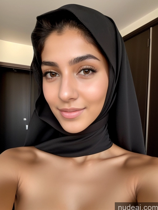 ai nude image of a close up of a woman wearing a black head scarf pics of 18 Middle Eastern Perfect Boobs Skinny Nude Niqab