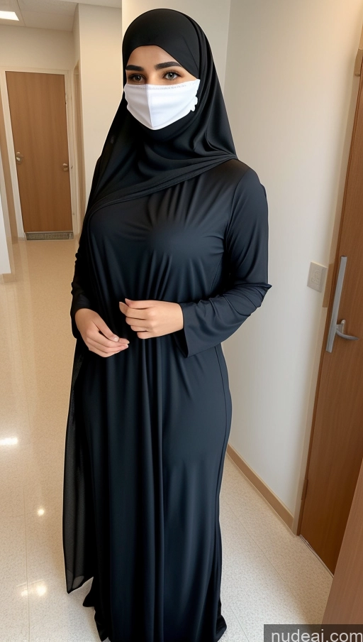 ai nude image of woman in black hijab wearing a face mask in a hallway pics of Perfect Boobs Beautiful Big Ass 20s Happy Athlete Hospital T-pose Long Hair Niqab Czech Cleavage