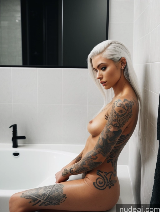 related ai porn images free for Model Perfect Body White Hair Long Hair Skin Detail (beta) Bathroom Side View Nude Detailed One Tattoos