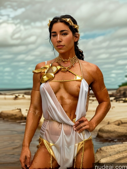 related ai porn images free for Woman Perfect Body Abs 20s Pigtails German Detailed Oiled Body Menstoga, White Robes, In White And Gold Costumem, Gold Headpiece, Gold Belt, Gold Chain Wet T-Shirt