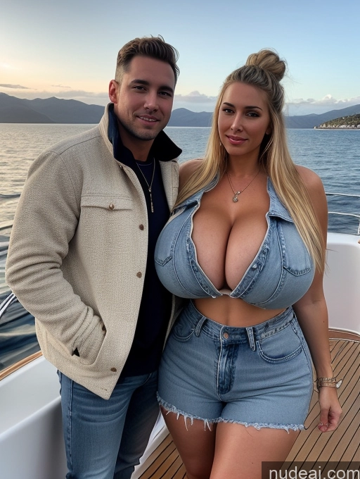 related ai porn images free for One Busty Huge Boobs Perfect Boobs Beautiful Big Ass Thick Big Hips Perfect Body Blonde Hair Bun Yacht 40s Jeans Jacket Woman + Man Cumshot