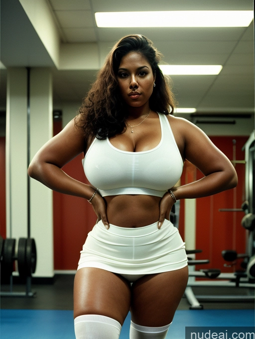 related ai porn images free for Woman One Huge Boobs Big Ass Chubby Fat Tanned Skin Dark Skin 30s Serious Brunette Brazilian Vintage Front View Working Out Gym High Socks Mini Skirt Tank Top Long Hair