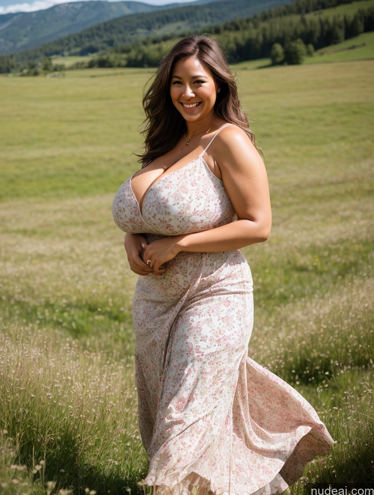 related ai porn images free for Woman One Busty Huge Boobs Big Ass Big Hips 30s Happy Brunette Messy Filipina Meadow Dress Long Skirt