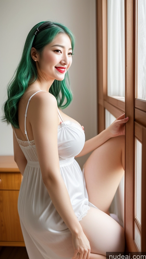 related ai porn images free for Woman One Beautiful Lipstick Huge Boobs Big Hips Fairer Skin Seductive Sexy Face Happy Green Hair Korean Dirndl Nightgown Stockings Slicked 30s Bedroom Front View