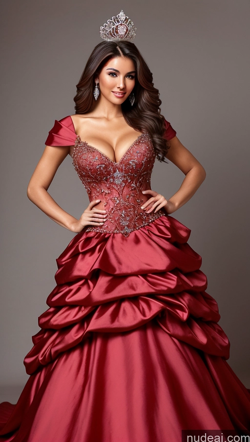 ai nude image of a woman in a red dress with a tiable and a tiable pics of Miss Universe Model Perfect Boobs Busty Big Hips Perfect Body Afingering Crisp Anime Haute Couture | Ball Gown Regal