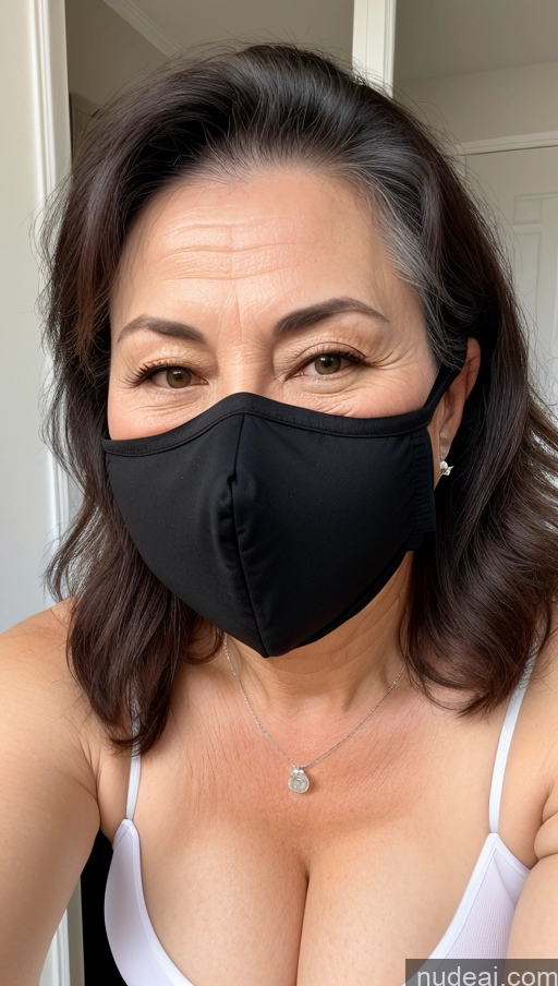 ai nude image of woman wearing a black face mask with a silver necklace pics of One Perfect Boobs Busty Beautiful Big Ass Big Hips Pubic Hair Fairer Skin Asian Black Hair Milf 60s Face Mask