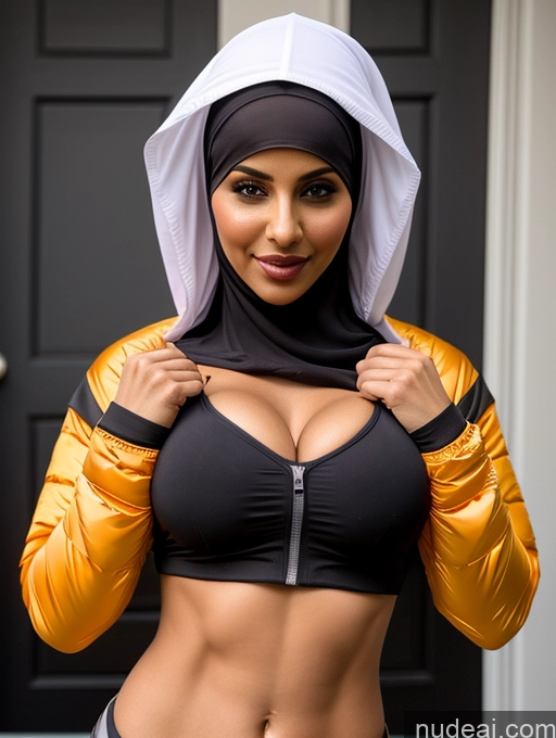 related ai porn images free for Busty Perfect Boobs Beautiful Muscular Abs Perfect Body Halloween Crop Top Jacket Niqab