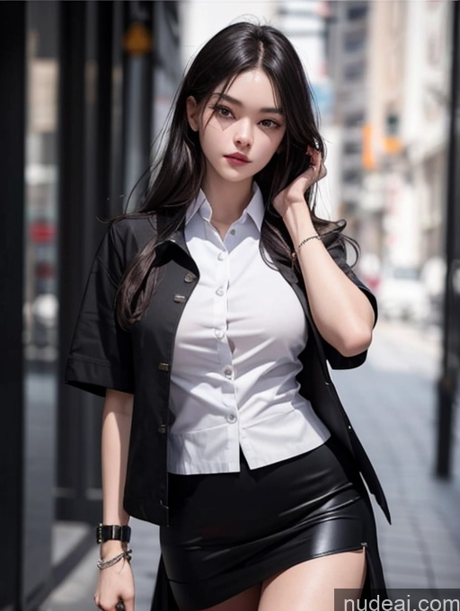 Model One Perfect Boobs Skinny 18 Black Hair Long Hair Chinese Thai University Uniform V1 Long Skirt Jacket