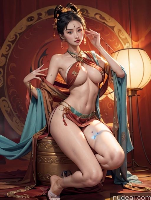 Model One Perfect Boobs Skinny Oiled Body 18 Blue Hair Slicked Japanese High Heels Dunhuang (敦煌) V1