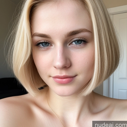 ai nude image of blond woman with blue eyes and a short blond bob pics of Woman Beautiful Fairer Skin 18 Blonde Bobcut Russian Close-up View Sexy Face