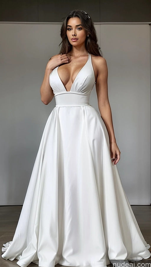 ai nude image of a woman in a white dress posing for a picture pics of Perfect Boobs Big Hips Perfect Body FairArguementBut Crisp Anime Deep V-Neck Dress Haute Couture | Ball Gown Regal Model