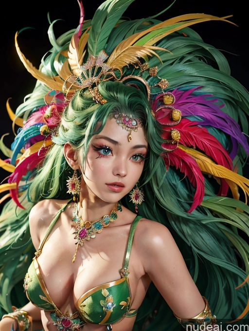 related ai porn images free for Model One Beautiful Skinny 18 Green Hair Long Hair Japanese Dance Dress: Samba