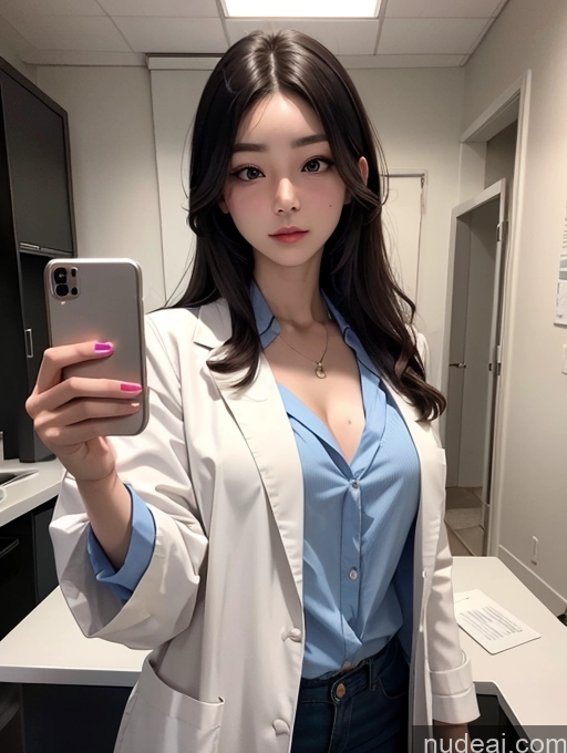 related ai porn images free for Korean Perfect Boobs Lab Coat Mirror Selfie