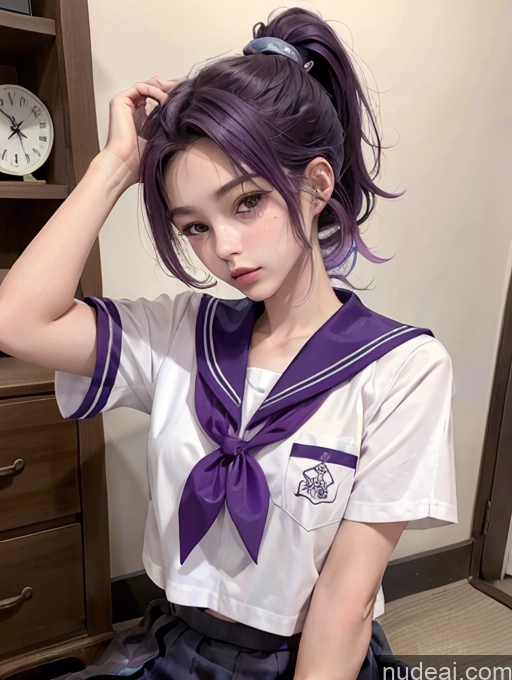 related ai porn images free for Model One Beautiful Skinny 18 Purple Hair Ponytail Japanese JK Uniform