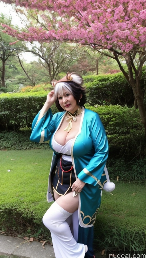 ai nude image of araffe dressed in a blue robe and white pants posing for a picture pics of Milf One Busty Perfect Boobs Beautiful Big Ass Big Hips Pubic Hair Fairer Skin Black Hair Asian Miss Hina: Genshin Impact Cosplayers 70s Cosplay