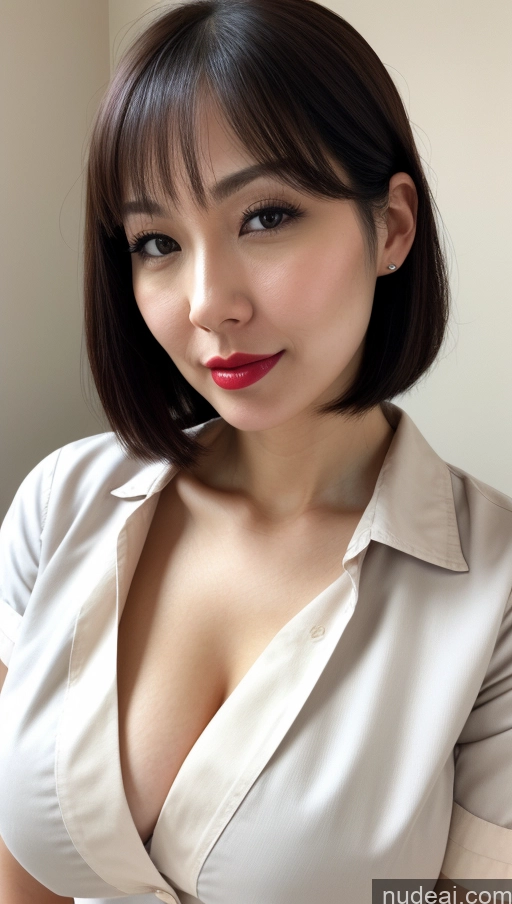 related ai porn images free for Woman One Huge Boobs Beautiful Lipstick Fairer Skin 30s Black Hair Japanese Close-up View Detailed Simple Bobcut Nurse