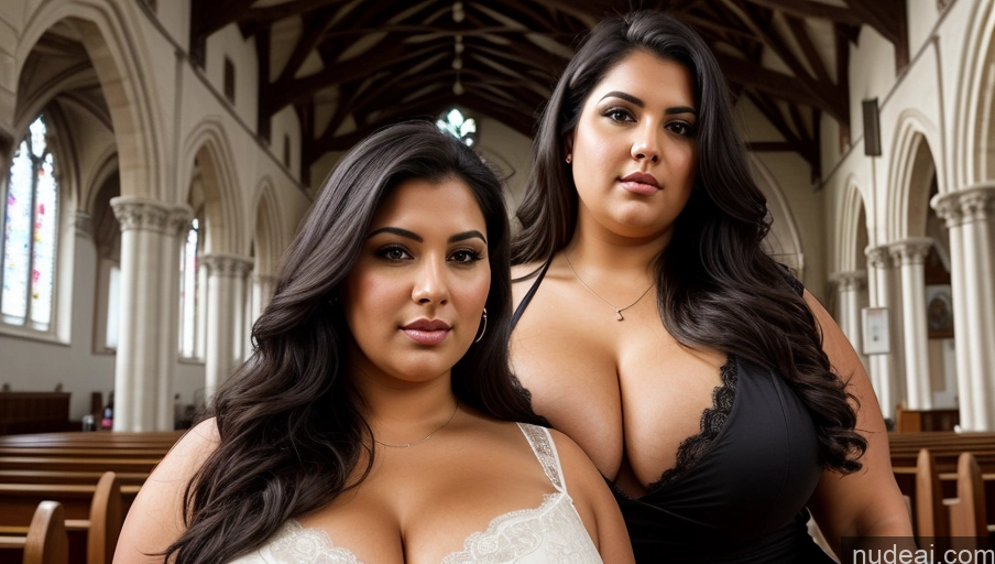 related ai porn images free for Woman Sexy Face Two Thick Chubby Black Hair Front View Long Hair Busty Indian Church Cleavage Dress