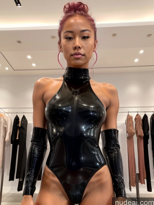 ai nude image of arafed woman in a black latex bodysuit posing in a clothing store pics of Model Two Small Tits Small Ass Tanned Skin Oiled Body 18 Filipina Skin Detail (beta) Nude High Heels Latex Transparent Nipple Tweak Detailed Mall Gymnast Outfit Partially Nude Pink Hair