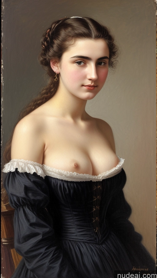 ai nude image of arafed woman in a black dress with a white collar pics of Pubic Hair Victorian Hairy Women Busty 18 Painting