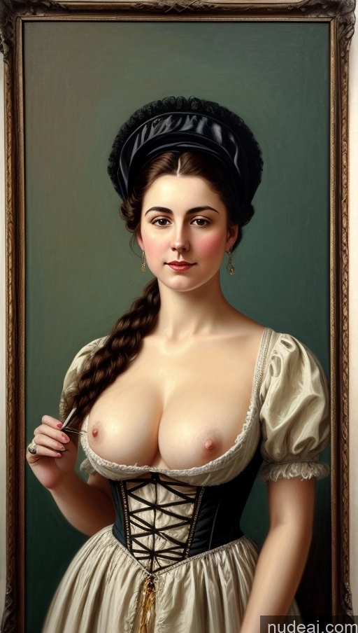 ai nude image of painting of a woman in a dress and hat holding a cigarette pics of Painting Victorian Pubic Hair Hairy Women Busty Perfect Boobs