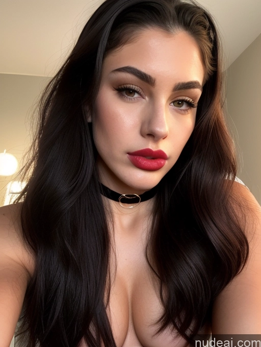 ai nude image of a close up of a woman with long dark hair wearing a choke pics of Big Ass Thick Abs Big Hips Short Nude Choker Thigh Socks Beautiful Athlete Oiled Body Long Hair Lipstick Spreading Legs Fairer Skin 18 Sad Pouting Lips Perfect Boobs