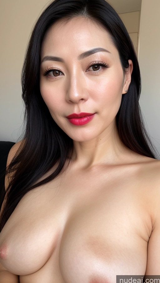 related ai porn images free for Woman One Beautiful Lipstick Fairer Skin Black Hair Close-up View Japanese Detailed Simple 40s Perfect Boobs Slicked