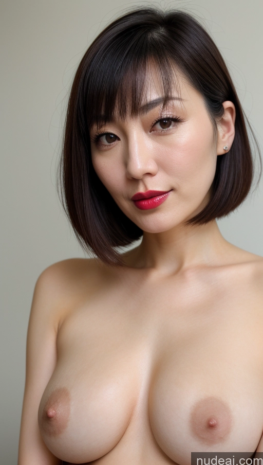 related ai porn images free for Woman One Beautiful Lipstick Fairer Skin Black Hair Close-up View Japanese Detailed Simple Bobcut 40s Perfect Boobs