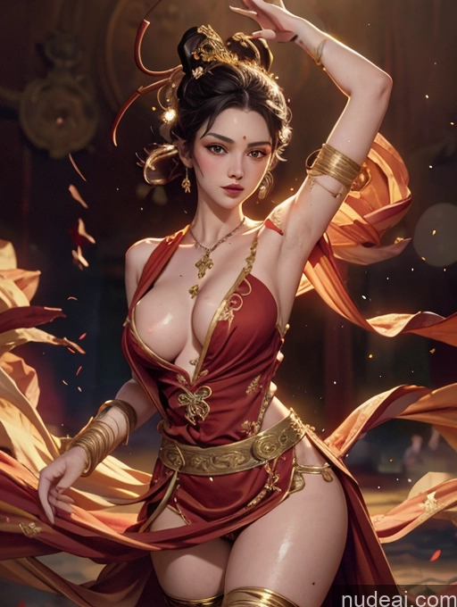 Detailed Bright Lighting Partially Nude Wedding Victorian Tunic Traditional Roman Superhero Jumping Hell Illustration White Curly Hair White Hair Seductive 18 Skinny Busty Perfect Body Fairer Skin Oiled Body Dunhuang (敦煌) V1