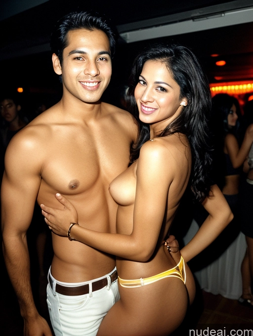 related ai porn images free for Perfect Body 30s Happy Film Photo Front View Topless Woman + Man Two Jeans Black Hair Straight Indian Club