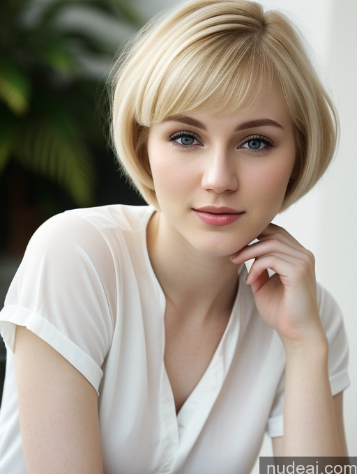 related ai porn images free for Woman Beautiful Fairer Skin 18 Blonde Short Hair Russian Close-up View Shirt