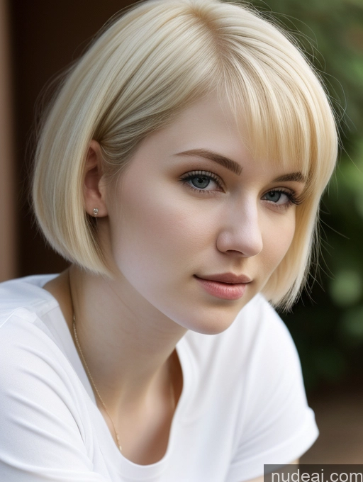 related ai porn images free for Woman One Beautiful Fairer Skin 18 Blonde Short Hair Russian Shirt Close-up View