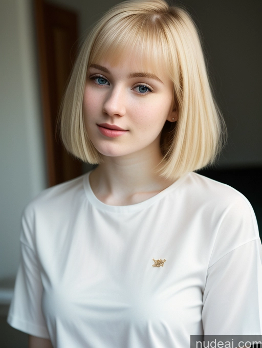 related ai porn images free for Woman Beautiful Fairer Skin 18 Blonde Russian Close-up View Shirt Bobcut