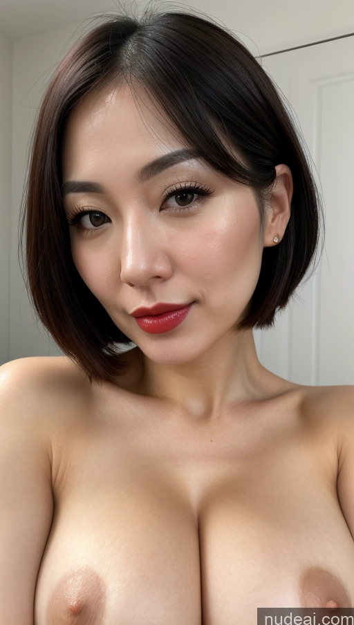 related ai porn images free for Woman One Huge Boobs Beautiful Lipstick Fairer Skin 30s Black Hair Bobcut Japanese Close-up View Detailed Simple