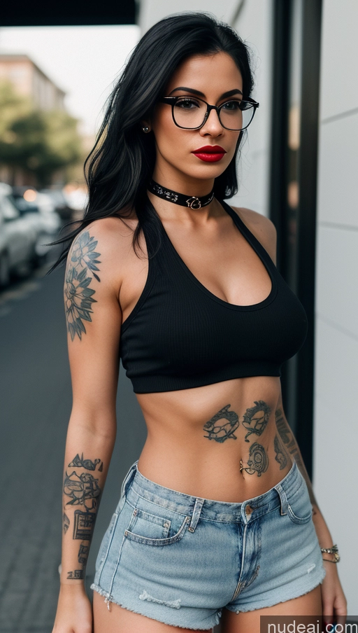 ai nude image of arafed woman with a tattoo on her chest and glasses pics of Woman One Beautiful Small Tits Big Ass Perfect Body Lipstick Tattoos Glasses 20s Sexy Face British 3d Bomber Choker Daisy Dukes High Socks Hip Hop Tank Top Alternative