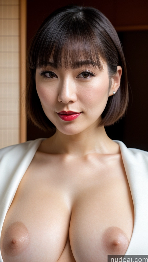 related ai porn images free for Woman One Huge Boobs Beautiful Lipstick Fairer Skin 30s Black Hair Bobcut Japanese Close-up View Kimono Detailed Simple